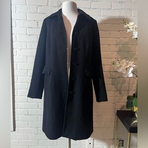 J Crew Black Medium Length Wool Coat Women size 10
